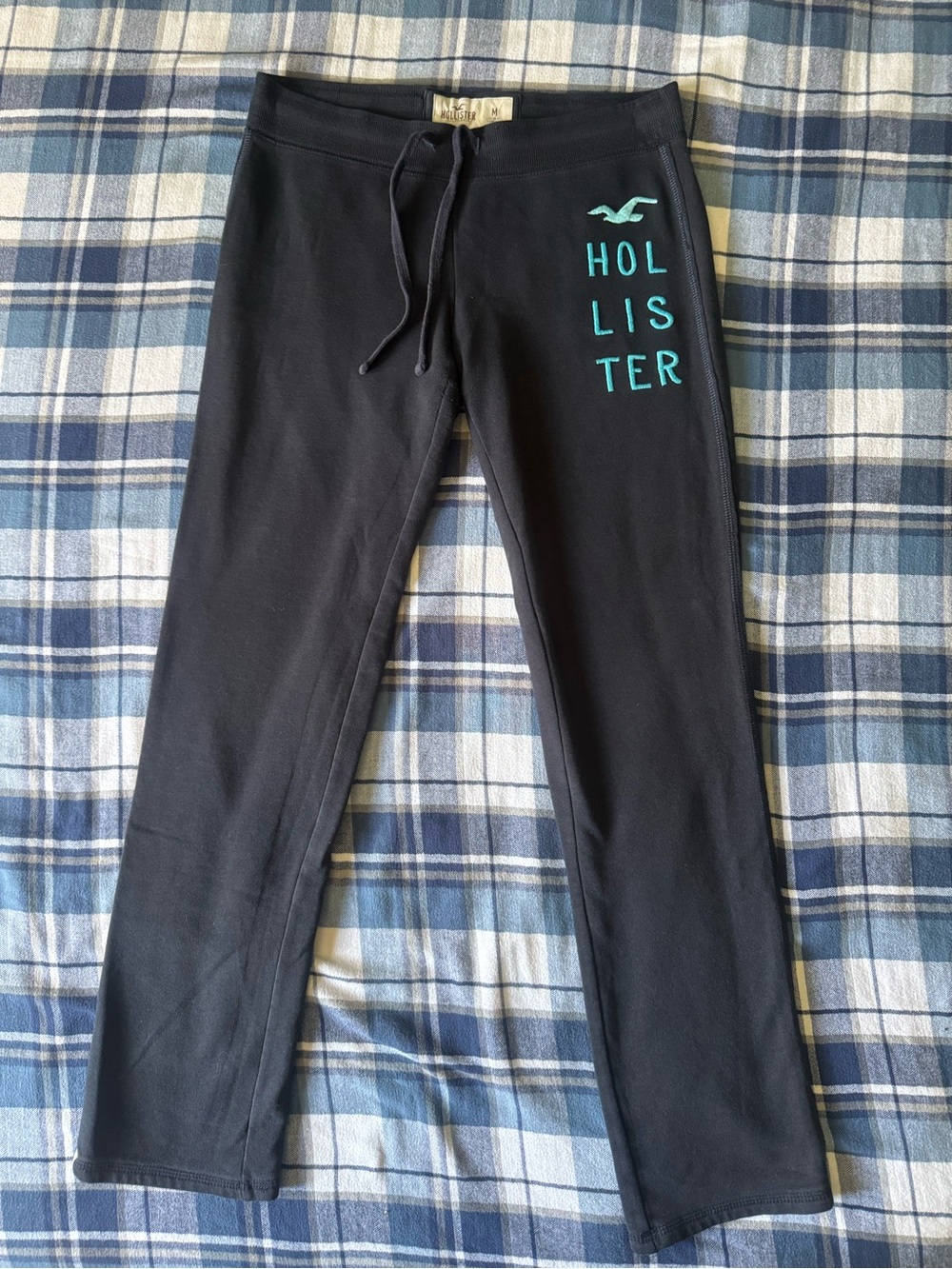 Hollister Black Joggers with Teal Logo